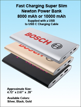 Super Fast Charging Slim Newton Power Bank USBC 8000 or 10000 mAh USB C 